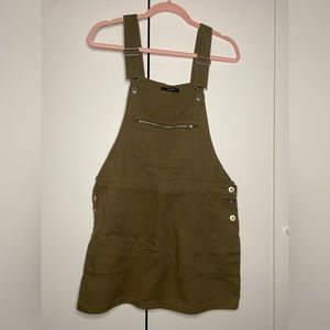Forever 21 100% Cotton Olive Green Overall Dress Size Large